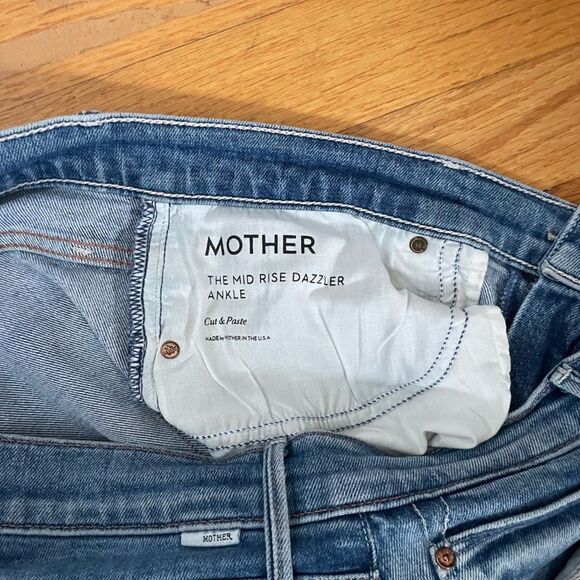 MOTHER The Mid Rise Dazzler Ankle Cut & Paste Womens Blue Jeans size 30 - Picture 7 of 10